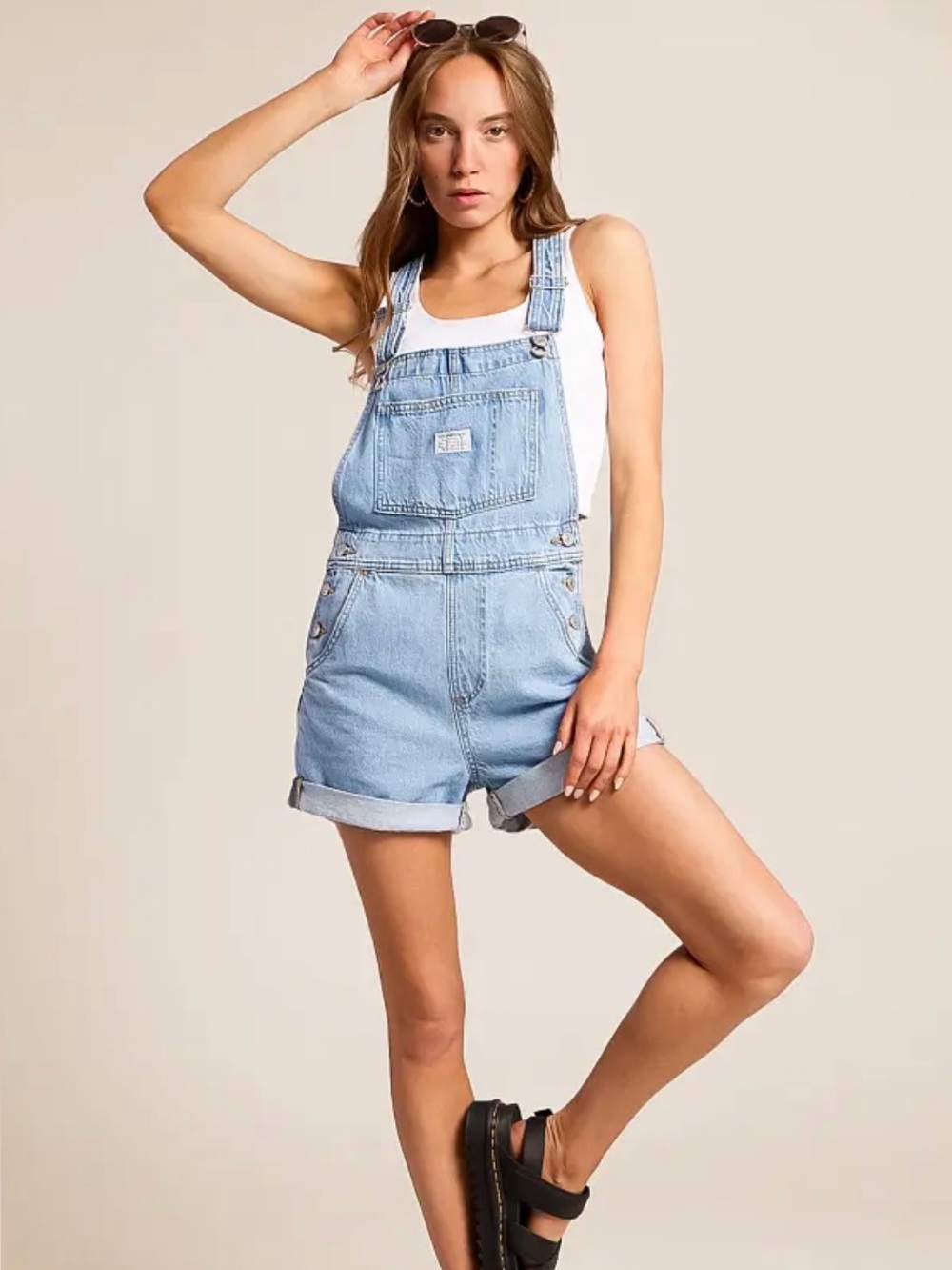 Levi's Light Blue Denim Short Overalls for Women